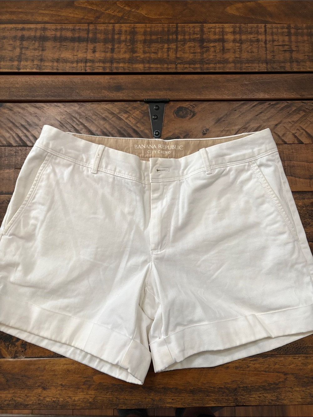 Banana Republic White Cuffed Chino Shorts